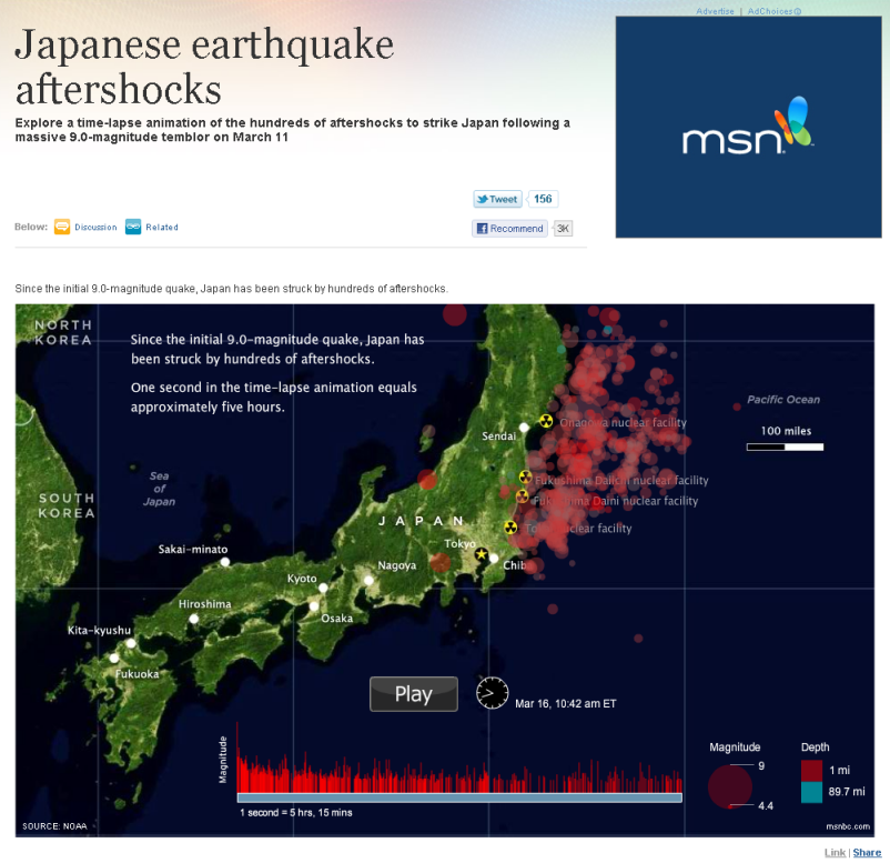 35秒で分かる東日本大震災後の余震経過
